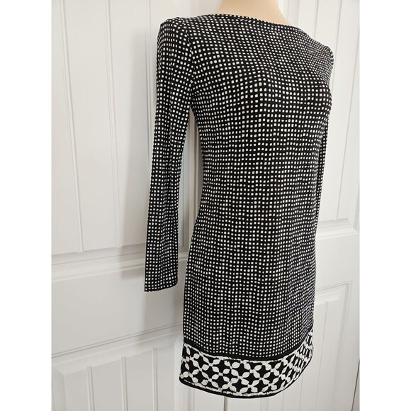 MICHAEL KORS Black White Long Sleeve Career Business Sheath Dress Sz P Classic - Picture 2 of 9